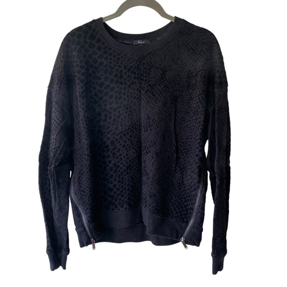 Rails Black Marlo Flocked Cobra
Pattern Side Zippers Cropped
Sweatshirt Top SZ M - Picture 4 of 13